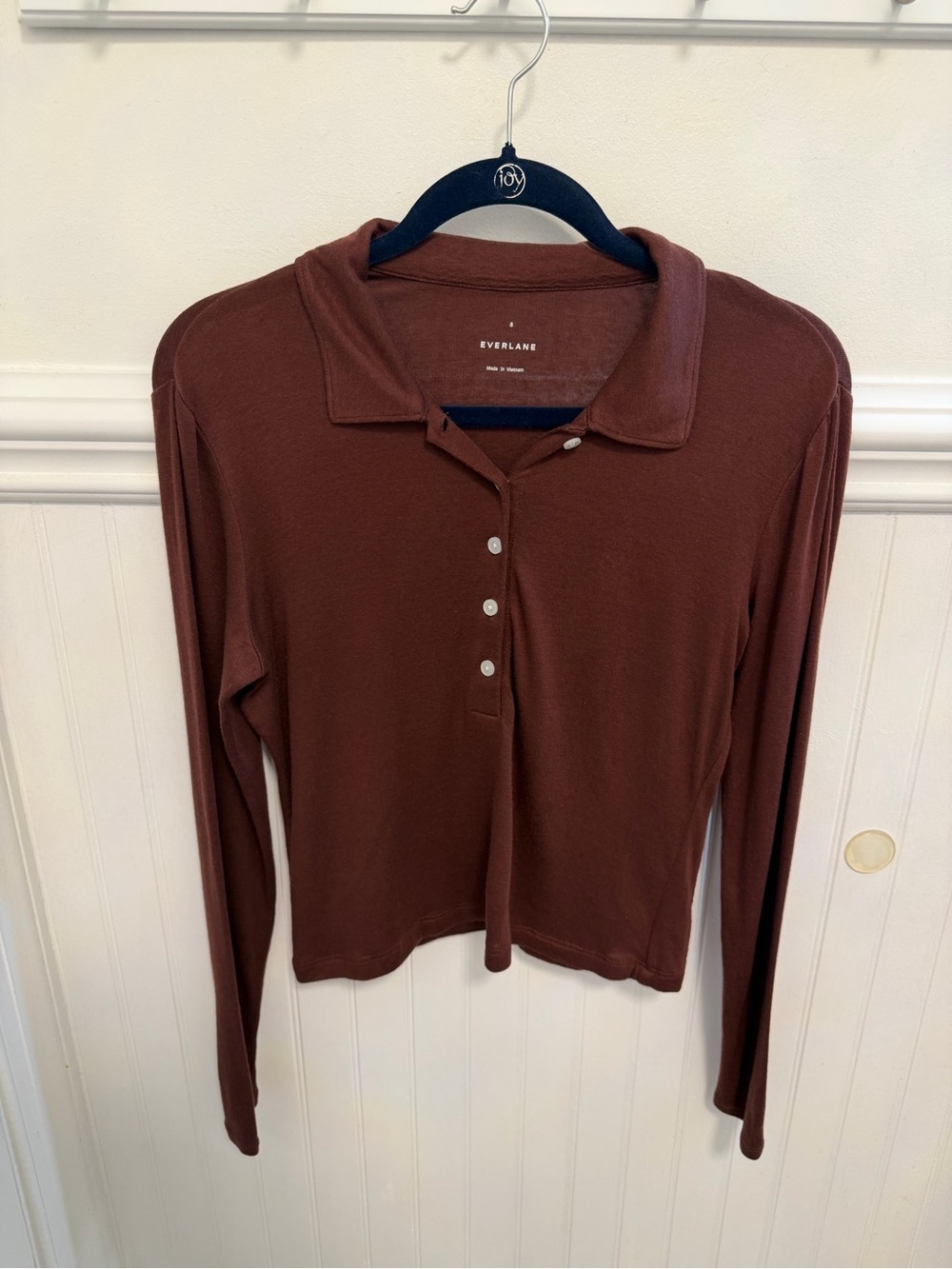 Everlane Brown Long-Sleeve Polo Top